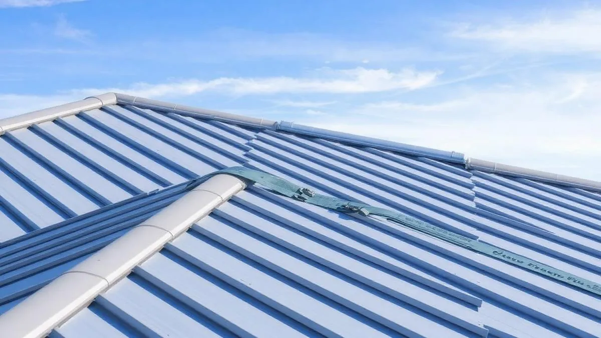Standing seam metal roof with wind-resistant roofing underlayment